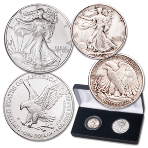 1947 Liberty Walking Half Dollar & 2022 American Eagle Silver Dollar Set Main Image