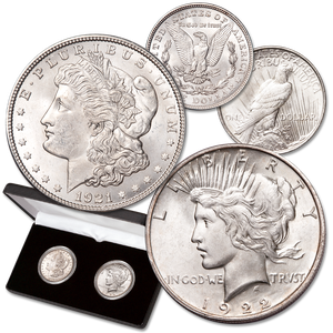 1921 Morgan & 1922 Peace Silver Dollars Set Main Image