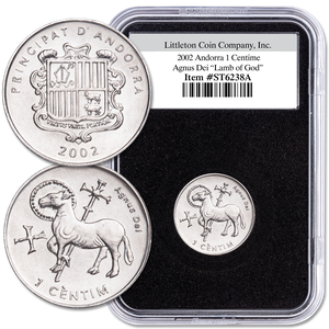 2002 Andorra Aluminum "Lamb of God" 1 Centime with Holder Main Image