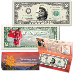 Wilma Mankiller Colorized $2 Note in Holder Main Image