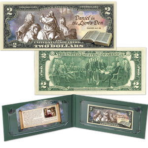 Stories of the Bible Series Colorized $2 Federal Reserve Note - Daniel in the Lion's Den Main Image