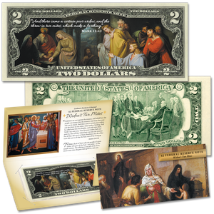 Colorized $2 Federal Reserve Note - Widow's Mite Main Image