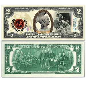 Colorized $2 Federal Reserve Note Greek Heroes & Monsters - Theseus & the Minotaur Main Image