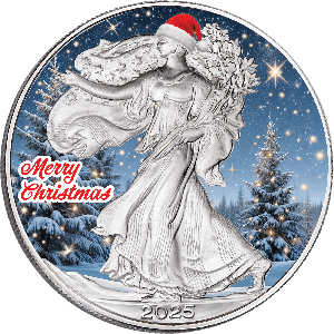 2025 Merry Christmas American Silver Eagle Main Image