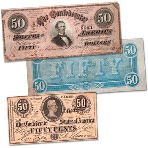 1864 50¢ & $50 Confederate Note Set Main Image