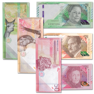 2019-dated Peru 10, 20, 50 Soles Note Set Main Image