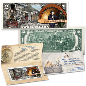 Colorized $2 Federal Reserve Note - Around the World in 80 Days Main Image