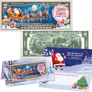 Five Colorized Santa is Coming to Town $2 Federal Reserve Notes Main Image