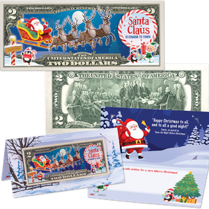 Colorized Santa is Coming to Town $2 Federal Reserve Note Main Image