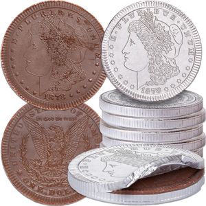 Six Dark Chocolate Morgan Dollar Coins Main Image