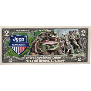 Colorized Jeep $2 Federal Reserve Note Camaraderie Main Image