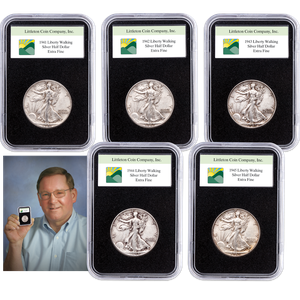 1941-1945 Liberty Walking Half Dollar Set in Deluxe Holders Main Image