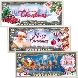 Colorized $2 Note Best Sellers Christmas Card Set Main Image