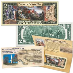 Battle of Bunker Hill $2 Colorized Note in Holder Main Image