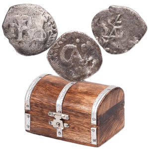 1621-1746 Spanish Colonial Silver 1/2 Reales set with Treasure Chest Main Image