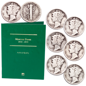 1923-1929 Consecutive Mercury Dime Set with Folder Main Image