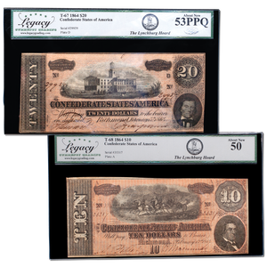 1864 $10 & $20 Confederate Note Set Main Image