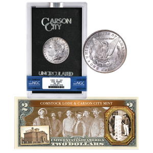 1883-CC Morgan Silver Dollar with Old West Colorized Note Main Image