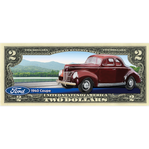 1940 Ford Coupe Colorized $2 Note Main Image