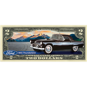 1955 Ford Thunderbird Colorized $2 Note Main Image