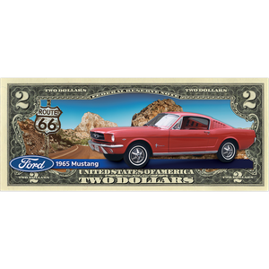 1965 Ford Mustang Colorized $2 Note Main Image