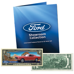 1965 Ford Mustang Colorized $2 Note Main Image