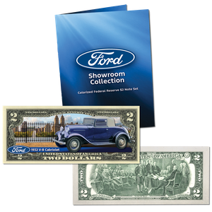 1932 Ford V-8 Cabriolet Colorized $2 Note with Folder Main Image