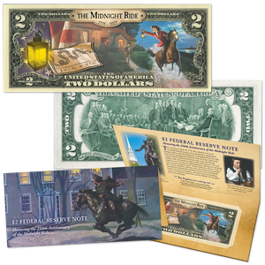 Midnight Ride $2 Colorized Note in Holder Main Image