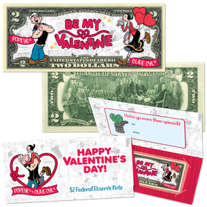 Popeye® & Olive Oyl™ $2 Colorized Note in Card Holder Main Image