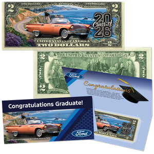 Colorized Graduation $2 Note - Ford Thunderbird Main Image