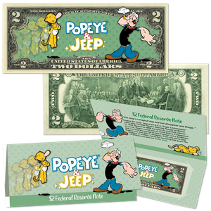 Popeye® and Eugene the Jeep™ $2 Colorized Note with Holder Main Image