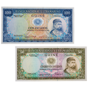 1971 Portuguese Guinea 50 and 100 Escudos Note Set Main Image
