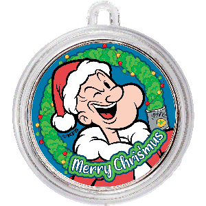 2025 Colorized Kennedy Half Dollar Popeye® Spinach Wreath Ornament Main Image