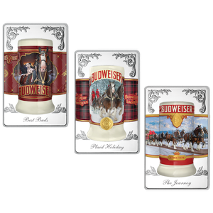 Budweiser White Brass Stein Bar Set | Littleton Coin Company