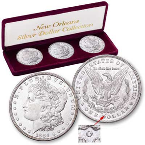 3-Coin Set of New Orleans Morgan Silver Dollars Main Image