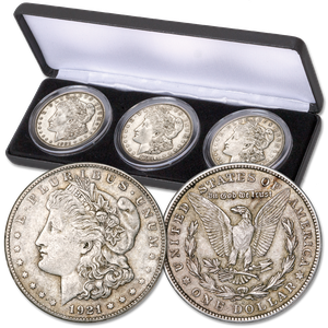 1921 PDS Morgan Silver Dollar Set (3 coins) with Case Main Image
