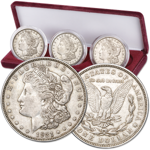 1921 PDS Morgan Silver Dollar Set (3 coins) with Case Main Image