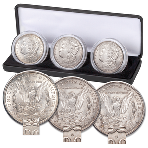 1921 PDS Set of Morgan Silver Dollars in Display Case Main Image