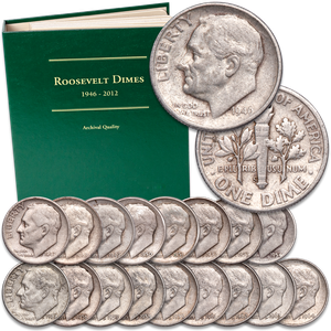 1946-1964 Complete Silver Roosevelt Dime Year Set with Album Main Image