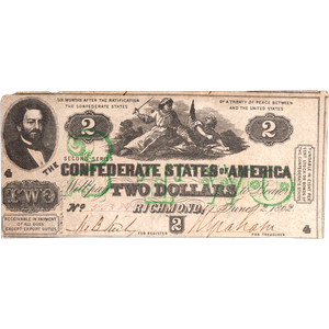 1862 $2 Confederate Note Main Image