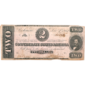 1862 $2 Confederate Note Main Image