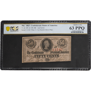 1863 50¢ Confederate Note Main Image