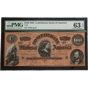 1864 $100 Confederate Note Main Image