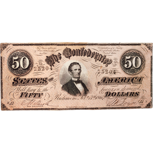 1864 $50 Confederate Note CIRC Main Image