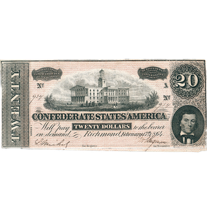 1864 $20 Confederate Note, Circulated Main Image