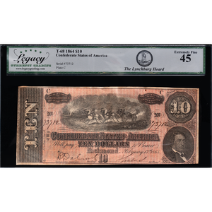 1864 $10 Confederate Note Main Image