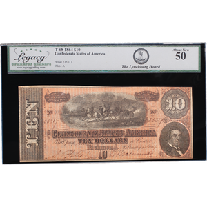 1864 $10 Confederate Note Main Image