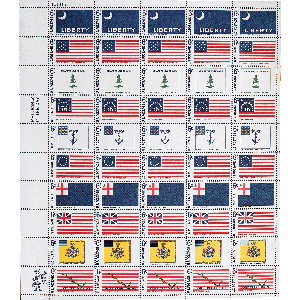 1968 6¢ Historic U.S. Flag Stamp Sheet Main Image