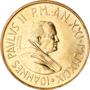 1999 Vatican City Aluminum-Bronze 20 Lire - Pope John Paul II Main Image