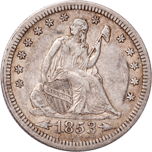 1853 Liberty Seated Silver Quarter, Arrows & Rays Main Image